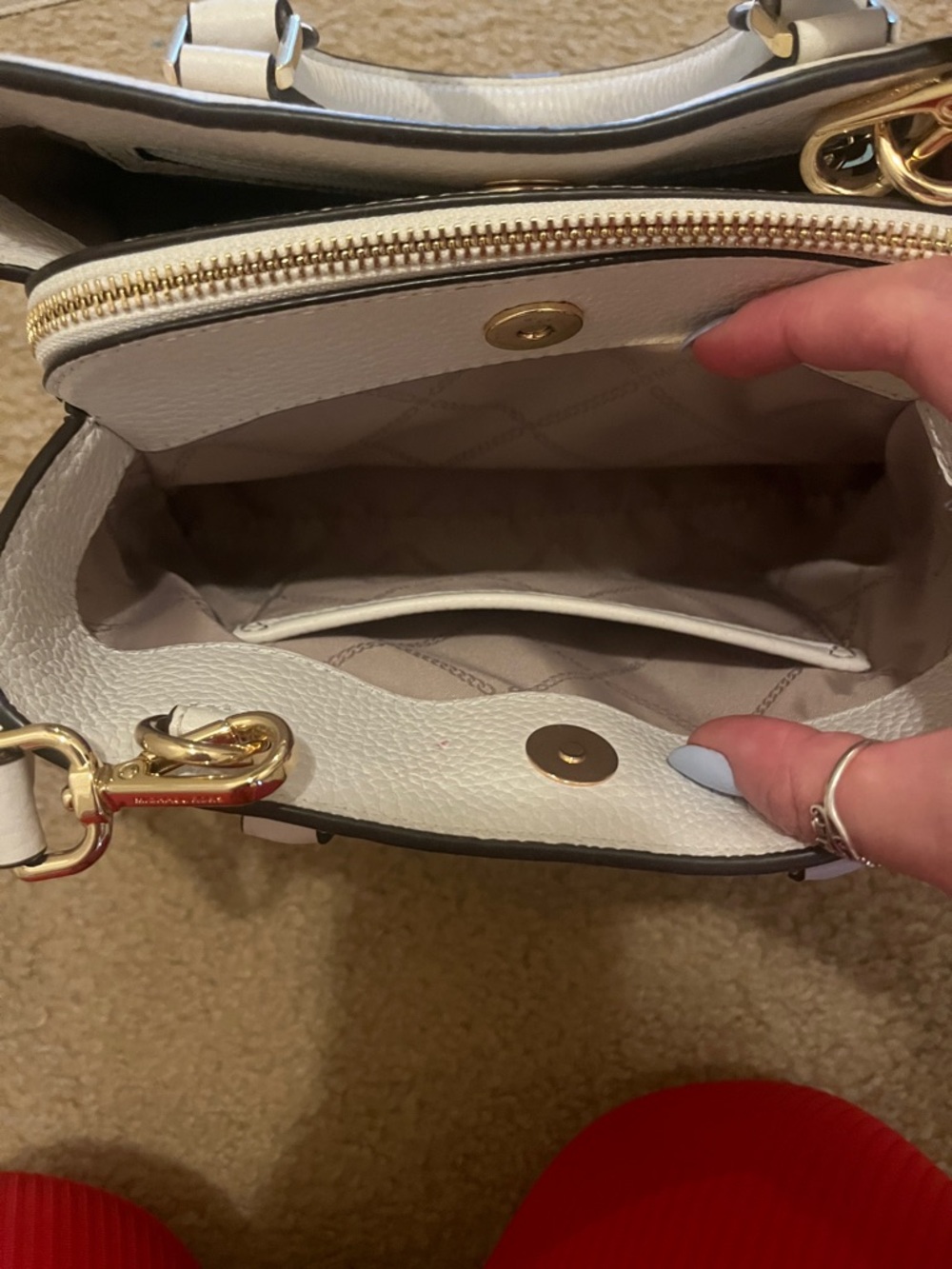 Michael Kors White Leather Mini Satchel with Gold Hardware - Picture 4 of 8